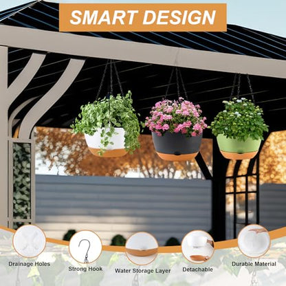 KPUVX 4 Pack Plastic Hanging Planters, 8 Inch, Green - color: Green, size: 8 inch