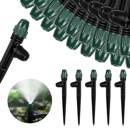 25PC Anti-Drop Drip Irrigation Spray on 6.3" Stake - style: 25pc-Adjustable Emitter