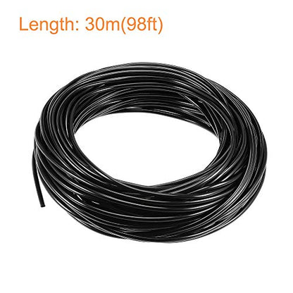 uxcell 98ft Drip Irrigation Hose PVC Vinyl Tubing, 1/8"(3mm) ID 5/32"(4mm) OD Black Water Hose - size: 98ft