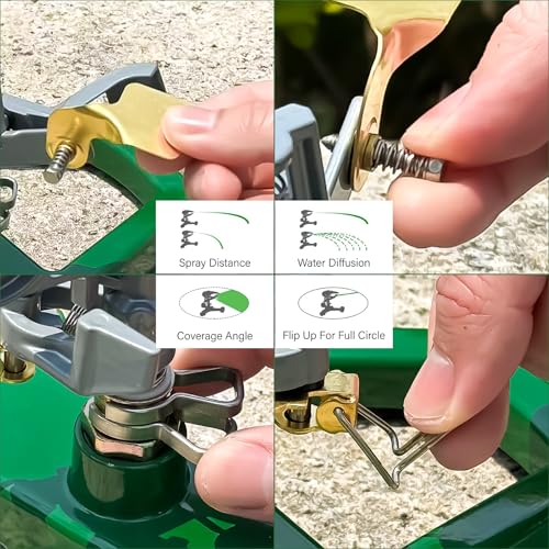 Adjustable Rotating Automatic Water Sprinkler for Yard with Metal Base, Large Area Irrigation