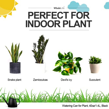 Small Indoor Plant Watering Can Long Spout 1.4L Black - color: Black
