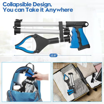 Upgraded 31 Inch Grabber Reacher Tool for Seniors, Trash Picker Upper- Anti Slip Wide Jaw, Stable Center of Gravity, Folds to 12.8 Inch Easy Storage Ideal for Trash Pickup & Surgery Recovery - size: 31 Inch