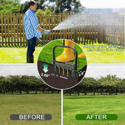 Lawn Aerator Tool with 14 Spikes, Manual Yard Soil Aerating Tool