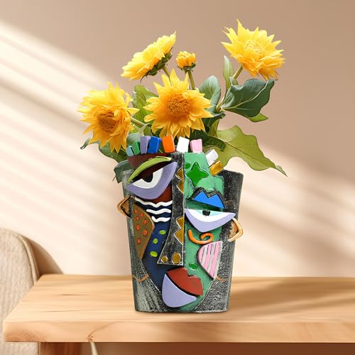 Mrlikale Abstract Face Planter Pots, Unique Head Planter with Drainage Hole - color: Abstract Face 1, size: Large