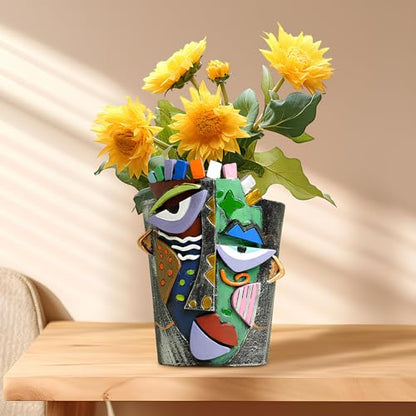 Mrlikale Abstract Face Planter Pots, Unique Head Planter with Drainage Hole - color: Abstract Face 1, size: Large