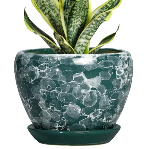 6 Inch Planter, Ceramic Plant Pots Indoor, Bubble Green - color: Bubble Green, size: 6 Inch