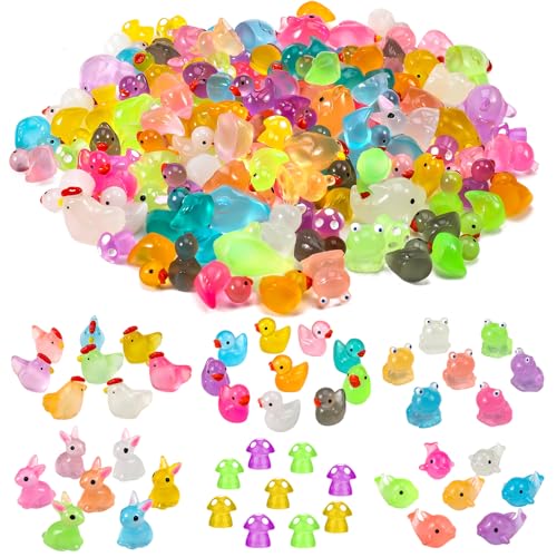 135 PCS Luminous Mini Resin Ducks Tiny Glow in The Dark Duck