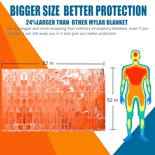 ANLOKE Emergency Blanket Mylar Thermal Blanket(4 Pack) Survival Gear-Orange - color: Orange -4 Pack