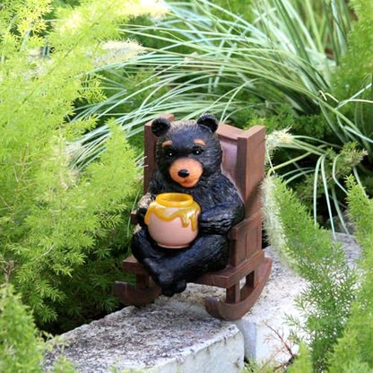 Sheaifun Solar Black Bear Garden Statue Resin Bear with Light Outdoor Decor - style: Black Bear
