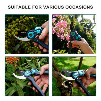 8 Inch Labor Saving Bypass Pruners 2 Adjustable Jaw Openings Garden Shears - style: Garden Shears 1