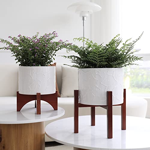 LA JOLIE MUSE Ceramic Pot for Plants, 8 Inch Indoor Planter with Stand - size: 8 Inch