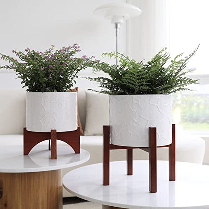 LA JOLIE MUSE Ceramic Pot for Plants, 8 Inch Indoor Planter with Stand - size: 8 Inch