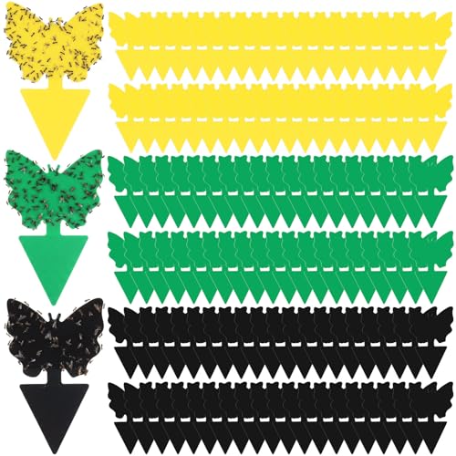 120 Pack Fruit Fly Traps Fungus Gnat Sticky Traps Yellow Black Green Plant Fly Stickers Double Side with Shovel for Indoor Outdoor Kitchen Garden Houseplant Flying Bug Insect (Butterfly) - style: Butterfly