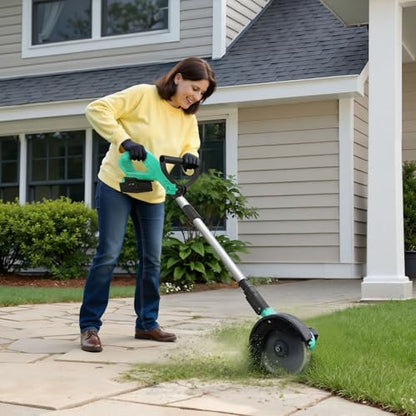 GAOMON Cordless Lawn Edger, Battery Powered Grass Edger with 4.0Ah Rechargeable Battery, Brushless Motor, 9-Inch Steel Blade, 3 Depth Settings, 9 lb Lightweight Sidewalk & Yard Edger Tool