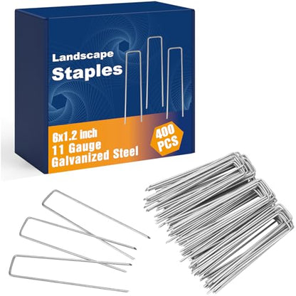 Whonline 400 Pack Landscape Staples 6 Inch, Galvanized Garden Stakes - color: 6 Inch-400 Pcs