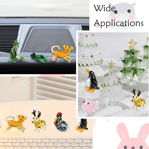 KitBeads 9Pcs Mini Glass Animal Figurines Handmade Lampwork Penguin Dolphin Deer Panda for Micro Landscape Dolhouse Fairy Garden Display Decor