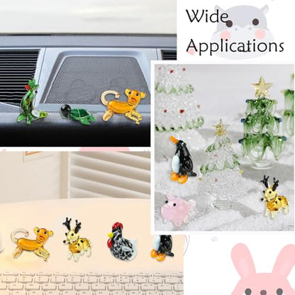 KitBeads 9Pcs Mini Glass Animal Figurines Handmade Lampwork Penguin Dolphin Deer Panda for Micro Landscape Dolhouse Fairy Garden Display Decor