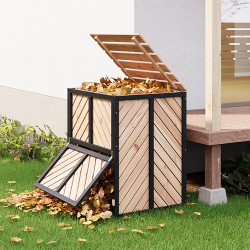 115 Gallon Outdoor Composter, Canada Cedar Wood Compost Bin, Natural