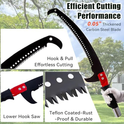 30FT Manual Pole Saw for Tree Trimming, Extendable Tree Pruner
