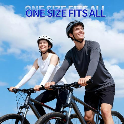 SHEVERCH Plus Size Cooling Arm Sleeves Sun UV Protection for Men Women - color: 2pack-white