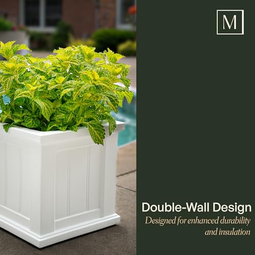 Mayne Cape Cod 16in Self-Watering Square Planter, Black - color: Black, size: 16in