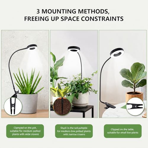 Grow Lights for Indoor Plants, Clip-On Plant Light, Black, 1Pack - color: Black，1 pack