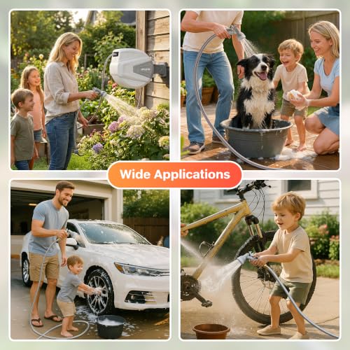 Ayleid Retractable Garden Hose Reel, 1/2"x100ft Wall Mount - color: Light Gray, size: 100FT