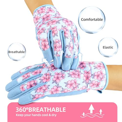 Cute Garden Gloves for Women Gift,Heavy Duty Gardening Gloves - color: Blue