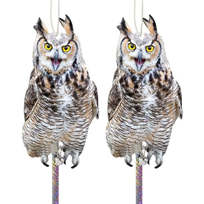 2PCS Flat Plastic Owls to Keep Woodpecker Away from House - color: Light Grey Owl 2pcs