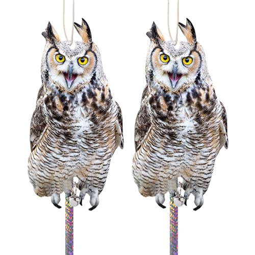 2PCS Flat Plastic Owls to Keep Woodpecker Away from House - color: Light Grey Owl 2pcs