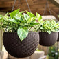 LaLaGreen Hanging Planters (11in, 2 Pack) Self-Watering Hanging Flower Pots - color: Brown X 2