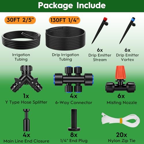 160FT Quick-Connect Drip Irrigation System - size: 160 FT