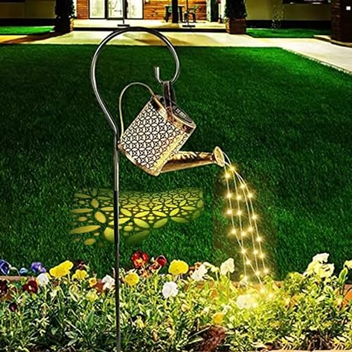 Neioaas Solar Watering Can Lights, Solar Lantern String Light with Bracket - color: Copper coin flower