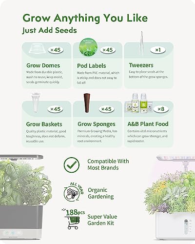 URUQ 188pcs Hydroponic Pods Kit Compatible with AeroGarden & Most Brands - size: 188pcs