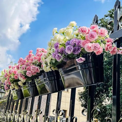 Hanging Planters, 10.6" Metal Railing Planters for Outdoor Plants, 8pcs - color: Jet Black - 8 Pack