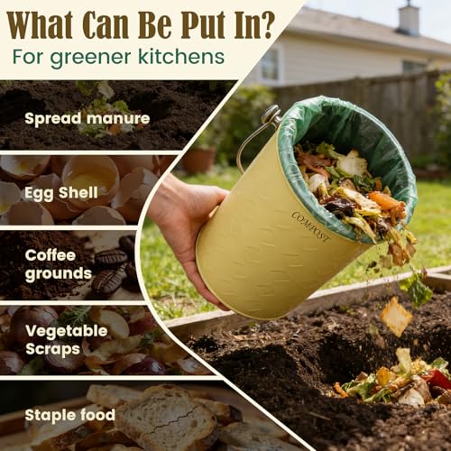 AOSION Countertop Compost Bin Kitchen,Odorless Indoor Compost Bin with Lid - color: Yellow