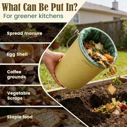 AOSION Countertop Compost Bin Kitchen,Odorless Indoor Compost Bin with Lid - color: Yellow