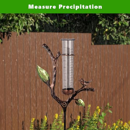 Rain Gauge Outdoor, Metal Rain Gauge with Stake