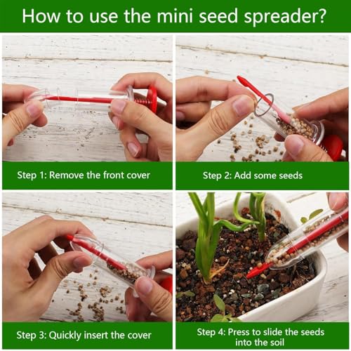 17 PCS Mini Seed Spreader, New Mini Gardening Spreaders, Mini Sowing Seed Dispenser, Reusable Handheld Small Seed Planter Tool for Tiny Seeds