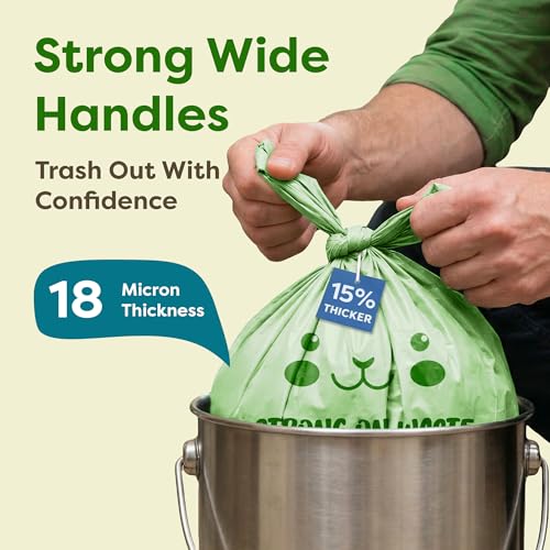 2.6 Gallon Compostable Trash Bags (100 Count) — Thick 0.7 Mil Small Compost Bin Liners — Leak-Resistant Plant-Based Food Scrap Bags for Countertop Kitchen Compost Pails — ASTM D6400 BPI Certified - style: 2.6 Gallon | Handle-Tie | 100-pack