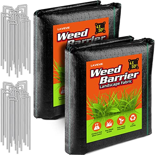 LAVEVE 4FT x 100FT Weed Barrier Landscape Fabric Heavy Duty - size: 4×100FT