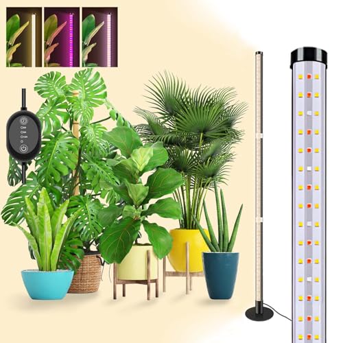 Grow Lights for Indoor Plants, 243 LEDs Plant Growing Lights with 3 Color Changing Red Blue Full Spectrum, 48inch Height Standing Indoor Plant Grow Lamp with 6/9/12H Timer for Indoor Plants
