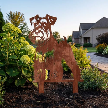 Resama Dog Metal Decorative Garden Stakes - color: Schnauzer
