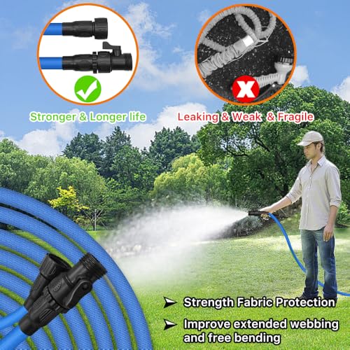 Garden Hose, 75ft Water Hose, Lightweight Outside Lawn Hose, Outdoor Hose for Yard Backyard, Collapsible & Car Wash 3/4" Connectors Manguera de Agua, Yarn Essential Lawn & Garden Watering Equipment