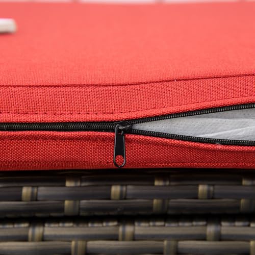 Outsunny 29 Gallon Patio Wicker Storage Bench Outdoor PE Rattan Red - color: Red