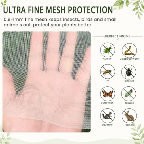 Roll Packed 5x100FT Garden Netting, Fine Mesh Insect Barrier for Plants - size: 5Ft x 100Ft