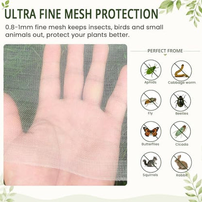 10Ft x 50Ft Garden Netting, Fine Mesh Insect Netting for Plant Protection - size: 10Ft x 50Ft