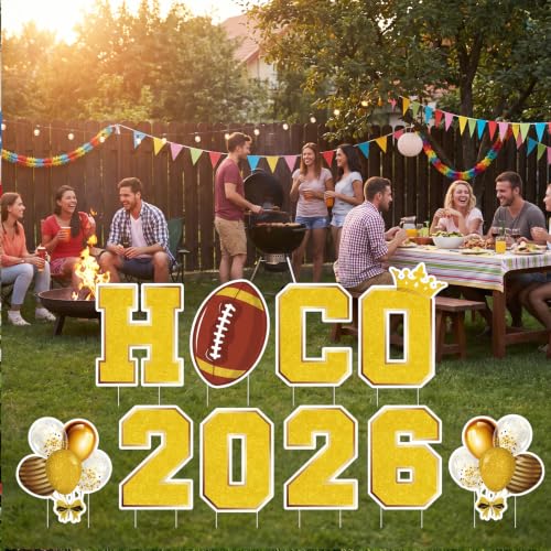 Rngmsi Homecoming Yard Signs Decorations 2026, 8PCS Football Yard Signs with Stakes Party Decorations, Waterproof Hoco Lawn Sign for Outdoor School Dance Party Decor Supplies - style: Homecoming