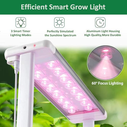 Tall Hydroponics Growing System kit with Height Adjustable Light & Trellis