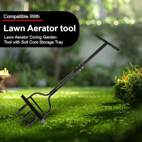 DOTCOM Lawn Aerator Coring Garden Tool with Soil Core Storage Tray